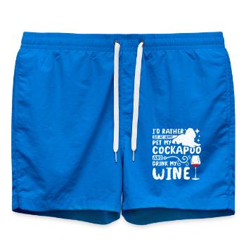 Pet my cockapoo and drink wine - Swim Trunks - cobalt blue - Front