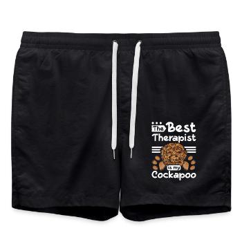 The best therapist is my cockapoo - Badeshorts - Schwarz - Vorne - AI Model Male 185 light (185cm)