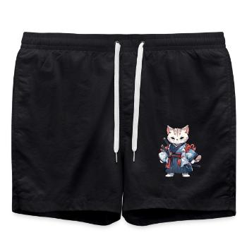 Chat d’Asie Samouraï japonais Samouraï - Short de bain - noir - Devant - AI Model Male 185 light (185cm)