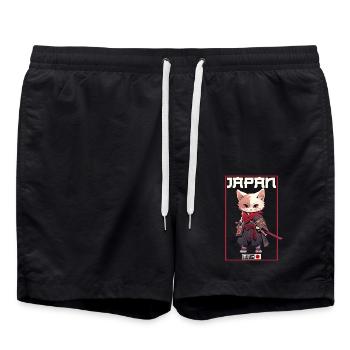 Chat d’Asie Samouraï japonais Samouraï - Short de bain - noir - Devant - AI Model Male 185 light (185cm)