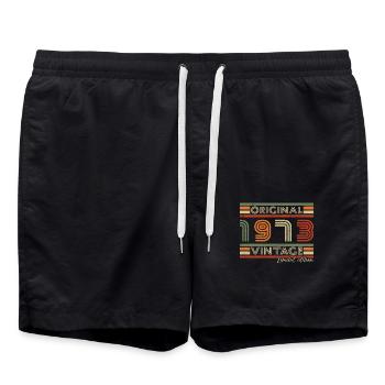 1973 Vintage Anniversaire Rétro Cadeau - Short de bain - noir - Devant - AI Model Male 185 light (185cm)