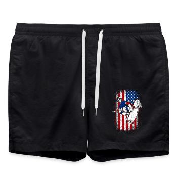 Drapeau américain américain patriotique Skateboard - Short de bain - noir - Devant - AI Model Male 185 light (185cm)