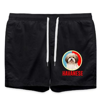 Havanais rétro - Short de bain - noir - Devant - AI Model Male 185 light (185cm)
