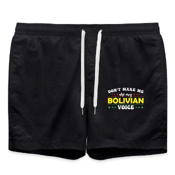 Don't force me to give my Bolivian - Swim Trunks - black - Front - AI Model Male 185 light (185cm)