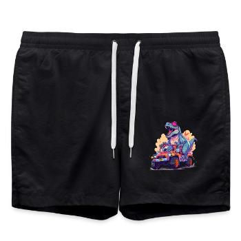 T-Rex fährt Monster Truck - Badeshorts - Schwarz - Vorne - AI Model Male 185 light (185cm)