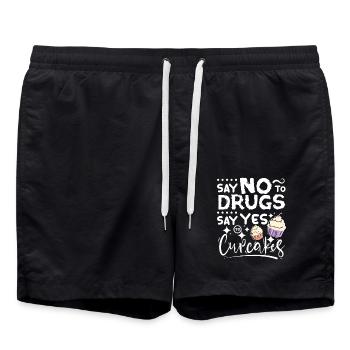 Dites non aux drogues Dites oui aux cupcakes Ruban rouge - Short de bain - noir - Devant - AI Model Male 185 light (185cm)