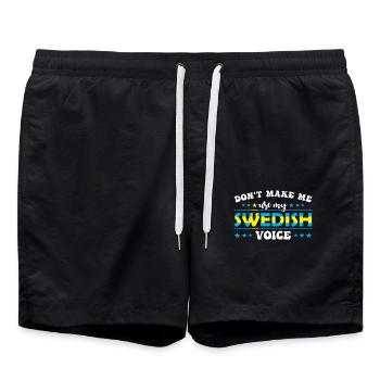 Zwinge Mich Nicht, Meine Schwedische Stimme Zu - Badeshorts - Schwarz - Vorne - AI Model Male 185 light (185cm)