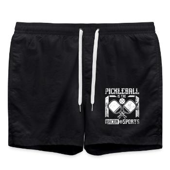 Pickleball is the bacon of sports - Swim Trunks - black - Front - AI Model Male 185 light (185cm)