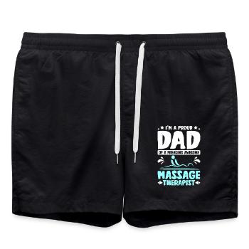 Fathers day dad of an awesome Massage therapist - Swim Trunks - black - Front - AI Model Male 185 light (185cm)