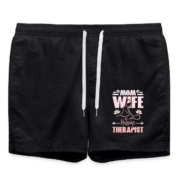 Mothers day mom wife Massage therapist - Swim Trunks - black - Front - AI Model Male 185 light (185cm)