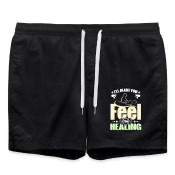 Je vais vous faire sentir le massothérapeute de guérison - Short de bain - noir - Devant - AI Model Male 185 light (185cm)