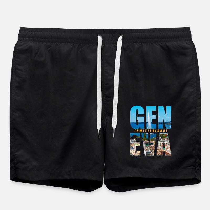 Genf Schweiz Souvenir - Badeshorts - Schwarz