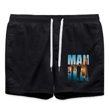 Manille Philippines Souvenir - Short de bain - noir - Devant - AI Model Male 185 light (185cm)
