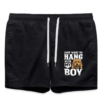 Just want to hang with my cockapoo boy - Badeshorts - Schwarz - Vorne - AI Model Male 185 light (185cm)