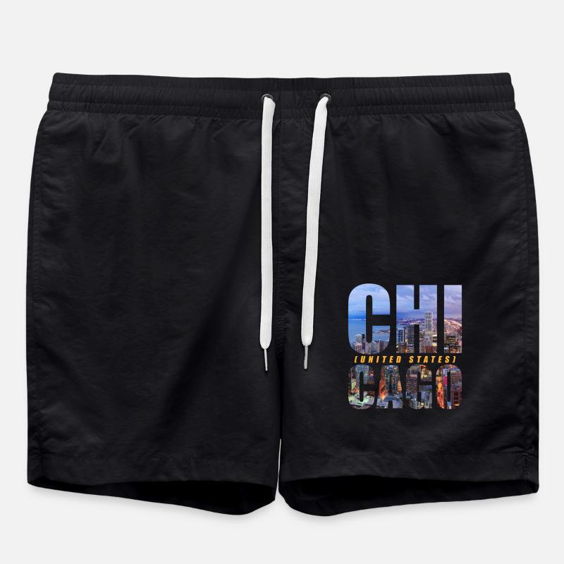 Chicago USA Souvenir - Swim Trunks - black