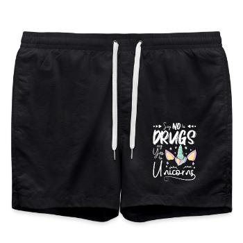 Dites non aux drogues Dites oui aux licornes Ruban rouge - Short de bain - noir - Devant - AI Model Male 185 light (185cm)