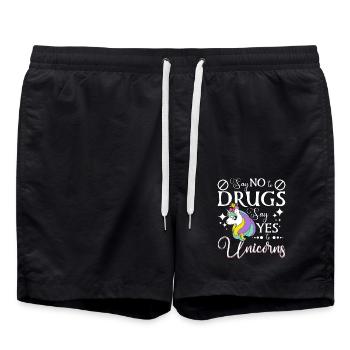 Dites non aux drogues Dites oui aux licornes Ruban rouge - Short de bain - noir - Devant - AI Model Male 185 light (185cm)