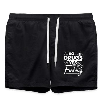 Say No To Drugs Say Yes To Fishing Red Ribbon - Swim Trunks - black - Front - AI Model Male 185 light (185cm)