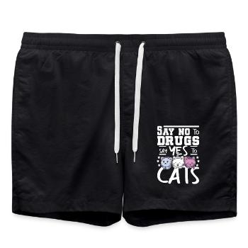 Dites non aux drogues Dites oui aux chats Ruban rouge - Short de bain - noir - Devant - AI Model Male 185 light (185cm)