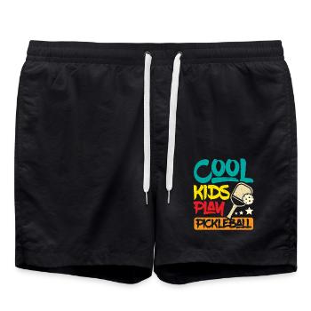 Children Cool kids play pickleball - Badeshorts - Schwarz - Vorne - AI Model Male 185 light (185cm)