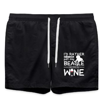 Caresser mon beagle et boire du vin - Short de bain - noir - Devant - AI Model Male 185 light (185cm)