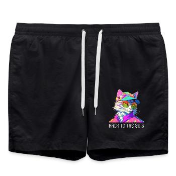 80s Themed Party Back to the 80s Costume - Swim Trunks - black - Front - AI Model Male 185 light (185cm)