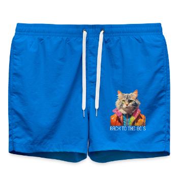 80s Themed Party Back to the 80s Costume - Swim Trunks - cobalt blue - Front