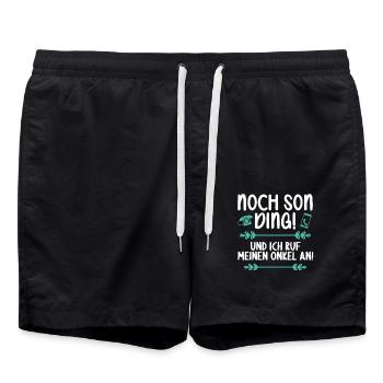Noch son Ding und ich ruf meinen Onkel an - Badeshorts - Schwarz - Vorne - AI Model Male 185 light (185cm)