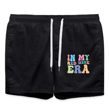 Red Wine Retro Groovy In Mine - Swim Trunks - black - Front - AI Model Male 185 light (185cm)
