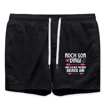 Noch son Ding und ich ruf meinen Bruder an - Badeshorts - Schwarz - Vorne - AI Model Male 185 light (185cm)