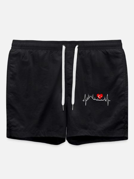 Istanbul Skyline Heartbeat Turkey I Love Türkiye - Swim Trunks - black