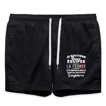 Je soutiens deux équipes la France - Short de bain - noir - Devant - AI Model Male 185 light (185cm)
