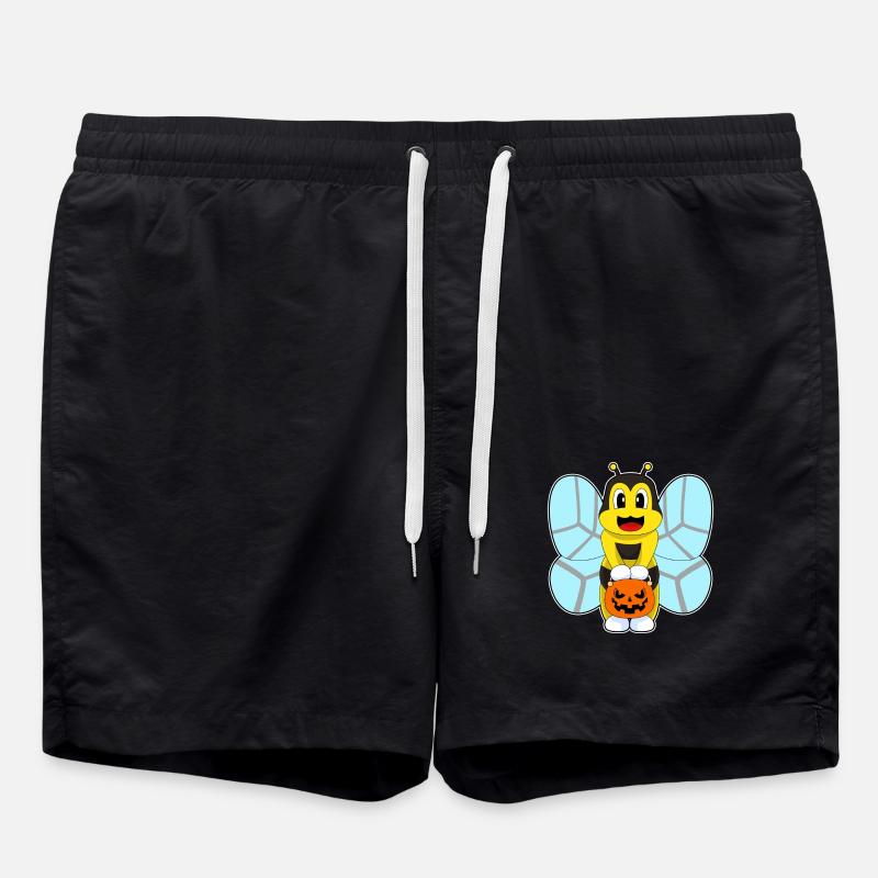 Bee Halloween Pumpkin - Swim Trunks - black