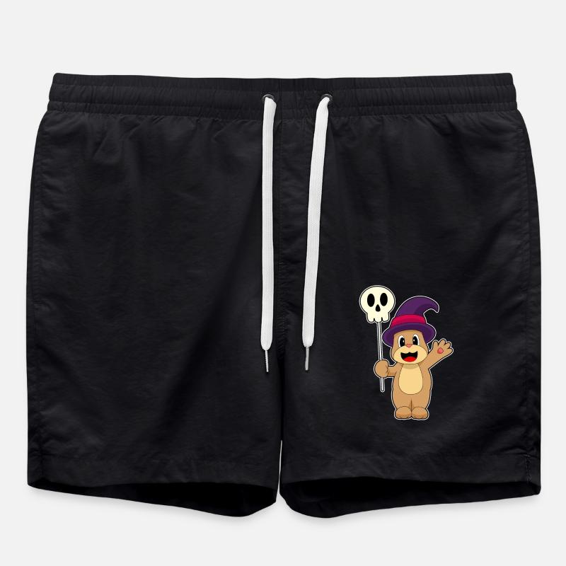 Bär Halloween Hexe Geist - Badeshorts - Schwarz