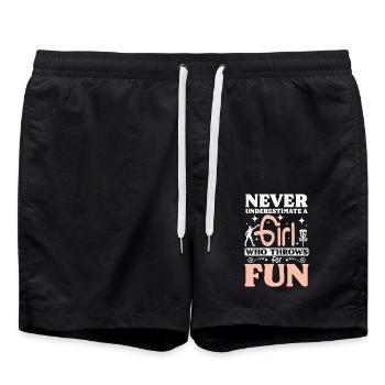 Ne sous-estimez jamais une fille qui lance du disc golf - Short de bain - noir - Devant - AI Model Male 185 light (185cm)