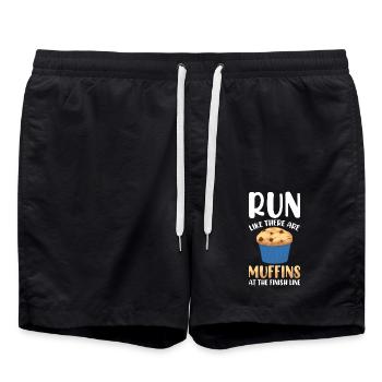 Marathon Marathon Runner Finish Line Saying Funny - Swim Trunks - black - Front - AI Model Male 185 light (185cm)