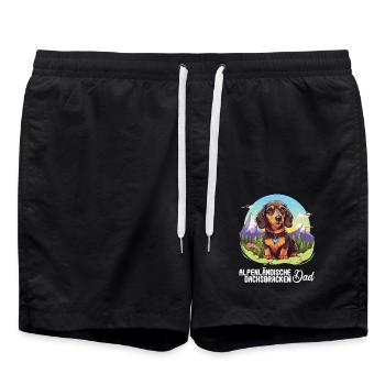 Alpenländische Dachsbracke - Badeshorts - Schwarz - Vorne - AI Model Male 185 light (185cm)
