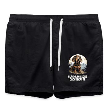 Alpenländische Dachsbracke - Badeshorts - Schwarz - Vorne - AI Model Male 185 light (185cm)