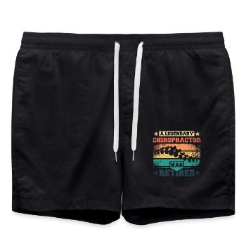 A legendary chiropractor has retired - Swim Trunks - black - Front - AI Model Male 185 light (185cm)