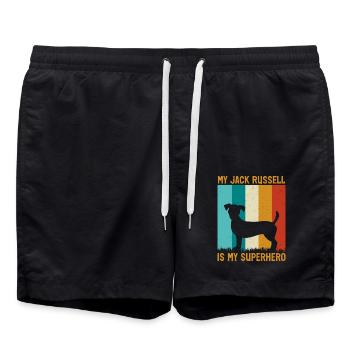 My Jack Russell is my Superhero - Badeshorts - Schwarz - Vorne - AI Model Male 185 light (185cm)