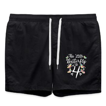 Kids 4th Birthday Little Butterfly Is 4 Years Old - Badeshorts - Schwarz - Vorne - AI Model Male 185 light (185cm)