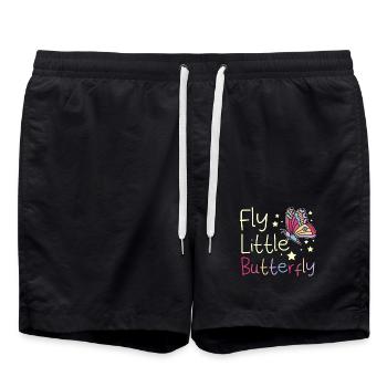 For toddlers, kids daughter, fly little butterfly - Swim Trunks - black - Front - AI Model Male 185 light (185cm)