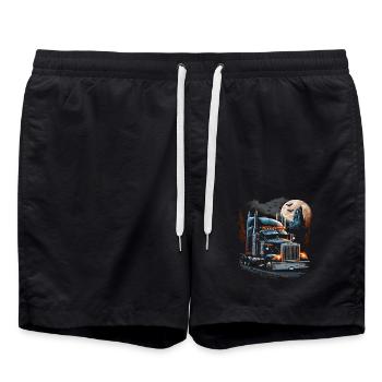 Menacing truck in front of full moon and bats - Swim Trunks - black - Front - AI Model Male 185 light (185cm)
