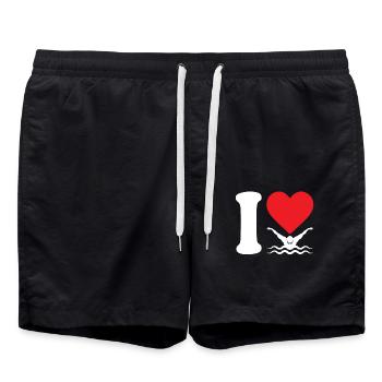 Ich liebe schwimmende Schwimmer Geschenk - Badeshorts - Schwarz - Vorne - AI Model Male 185 light (185cm)
