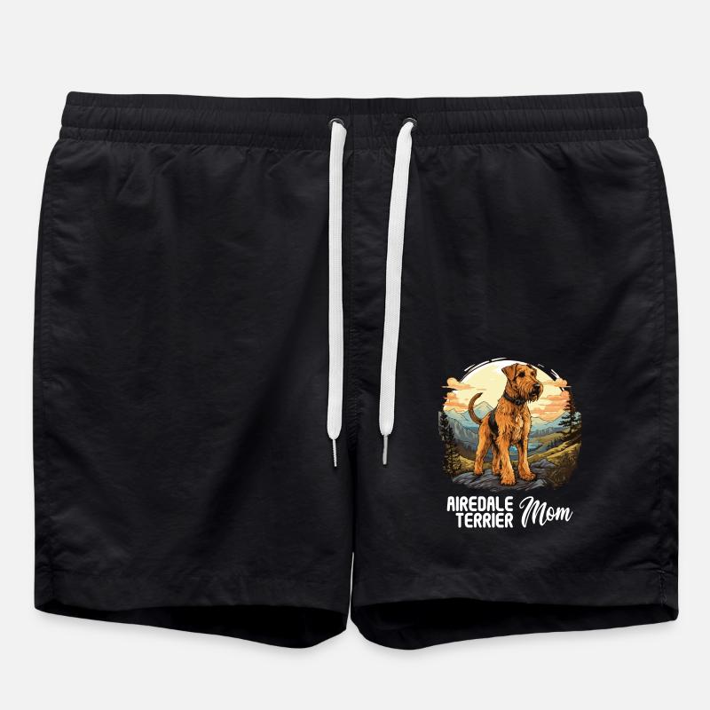 Dog Airedale Terrier - Swim Trunks - black