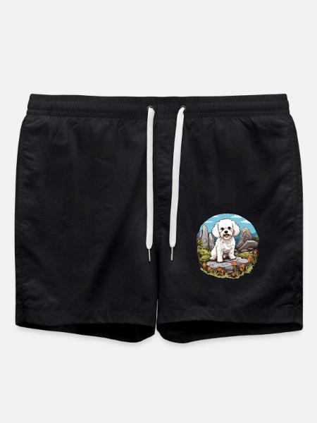 Dog Bichon Friesé - Swim Trunks - black
