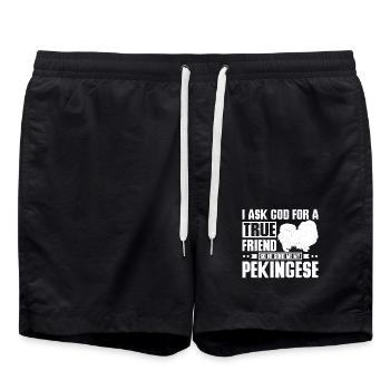 Que Dieu m’envoie un véritable ami, mon pékinois - Short de bain - noir - Devant - AI Model Male 185 light (185cm)