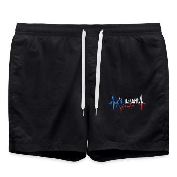 Prague Skyline Heartbeat Czech Republic Heart Love Praha - Swim Trunks - black - Front - AI Model Male 185 light (185cm)