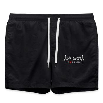 Prague Skyline Heartbeat Czech Republic Heart Love Praha - Swim Trunks - black - Front - AI Model Male 185 light (185cm)