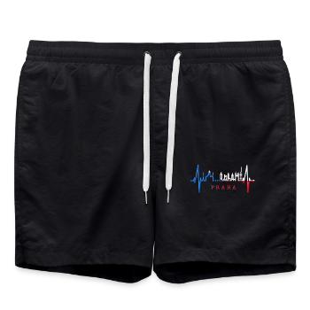 Prague Skyline Heartbeat Czech Republic Heart Love Praha - Swim Trunks - black - Front - AI Model Male 185 light (185cm)